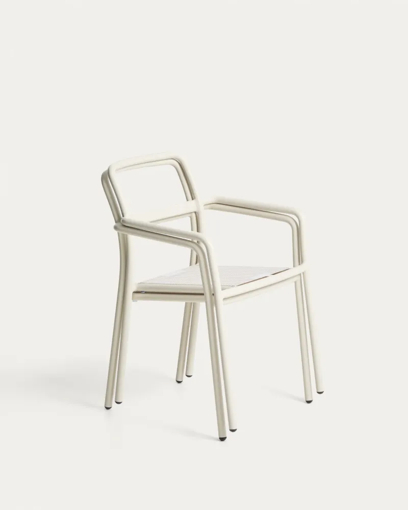 Sedia impilabile Linosa alluminio colore naturale con cuscino beige