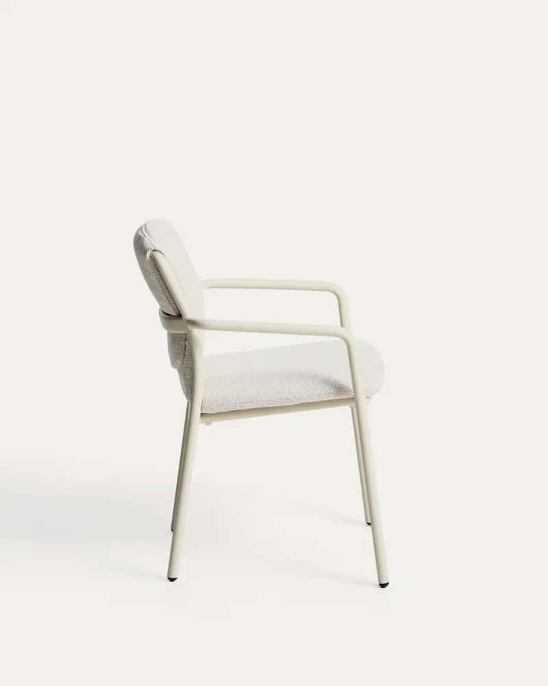 Sedia impilabile Linosa alluminio colore naturale con cuscino beige