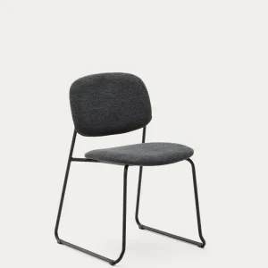 Sedia impilabile meli con chenille grigie e gambe metallo grigio FSC MIX Credit