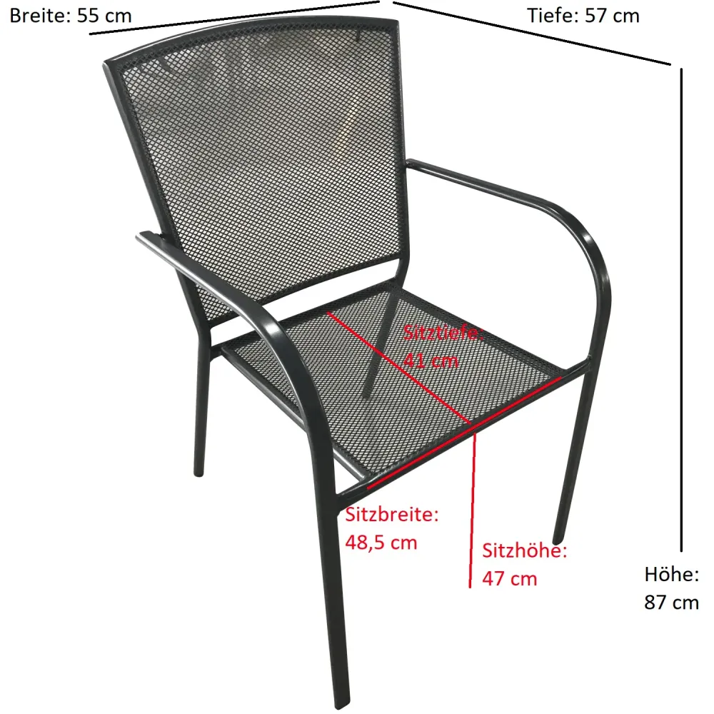 Sedia impilabile 2 pezzi CLASSIC, metallo espanso antracite