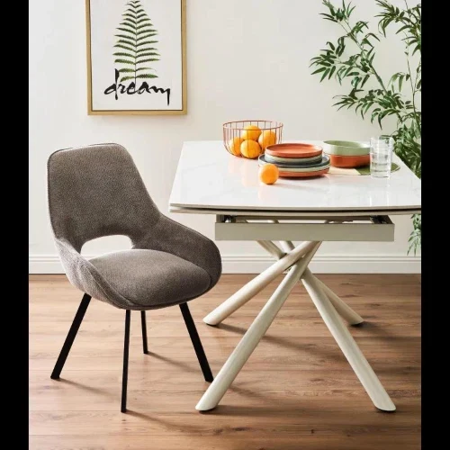 SEDIA KRYSTAL TESSUTO MARRONE DIM. 63X57X82CM