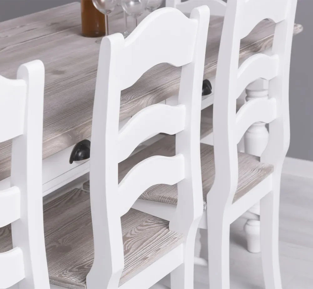 Sedia legno massello bianco shabby
