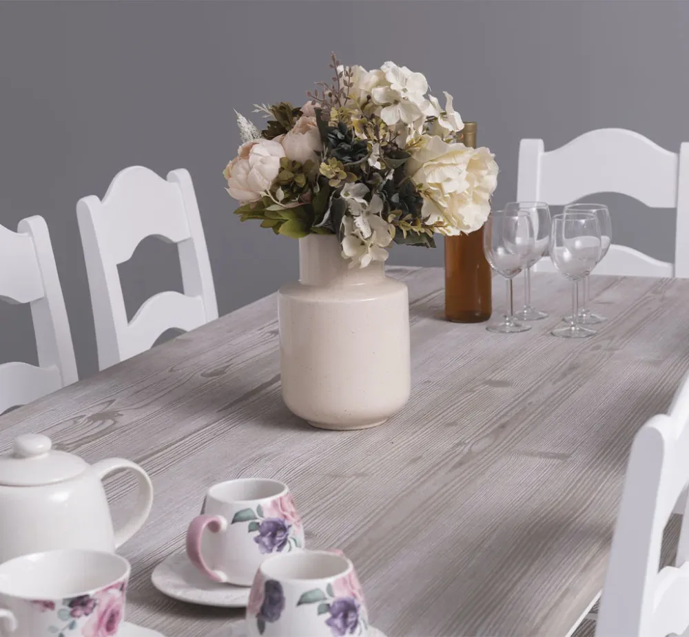 Sedia legno massello bianco shabby