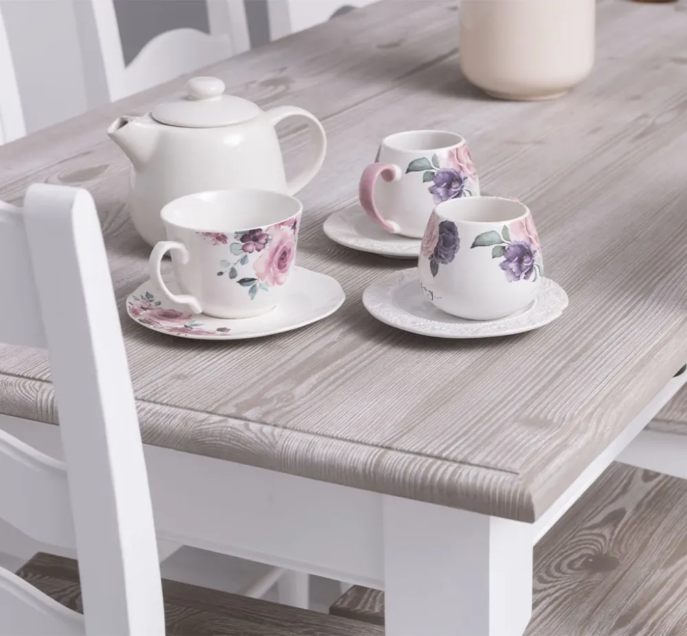 Sedia legno massello bianco shabby