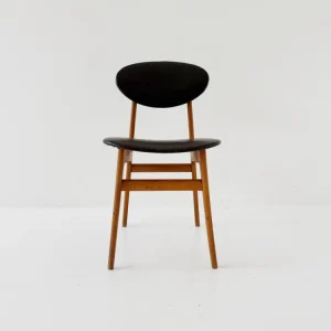 Sedia legno e skai nero, Italia, anni ’50