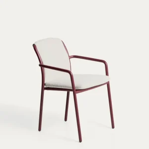 Sedia Linosa impilabile alluminio colore rosso granato con cuscino beige