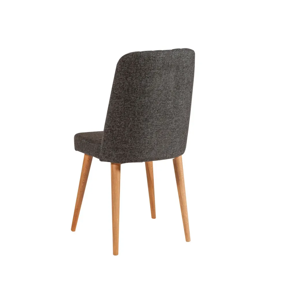 Sedia living moderna tessuto antracite imbottita gambe legno cm 47x46x89h