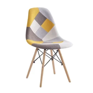Sedia medea tessuto giallo e grigio 48x51x81cm
