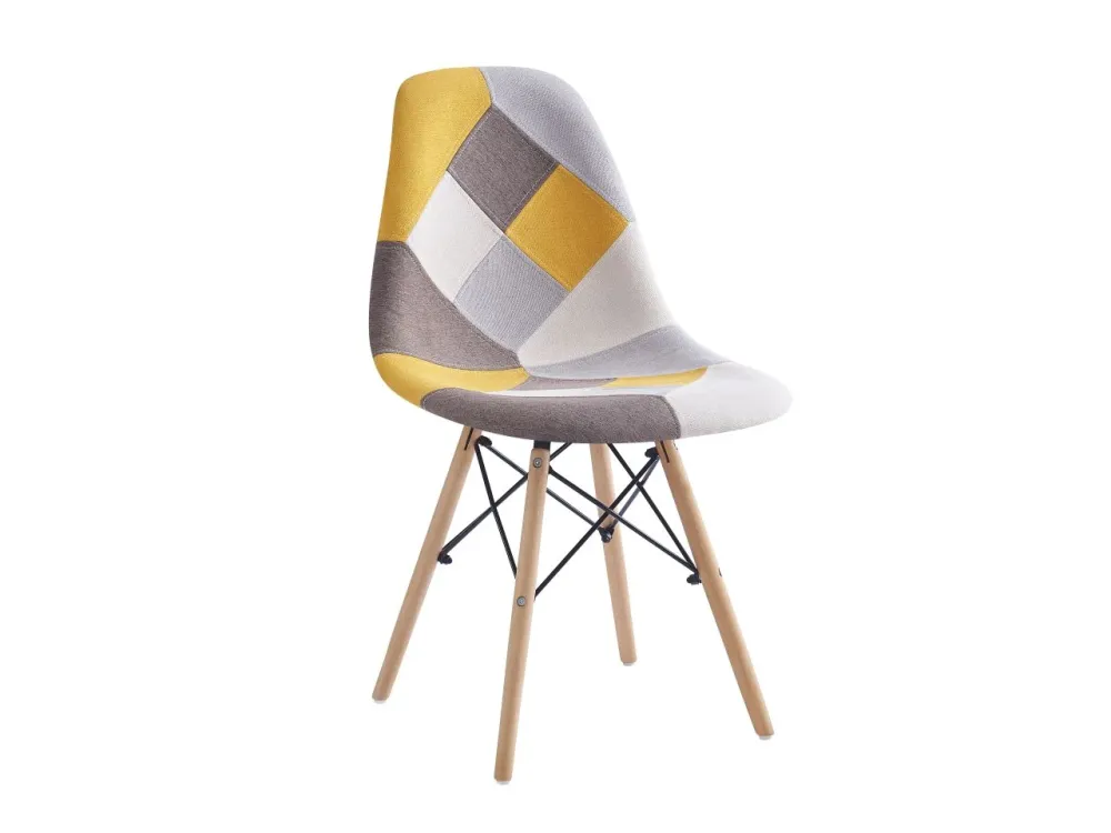 Sedia medea tessuto giallo e grigio 48x51x81cm