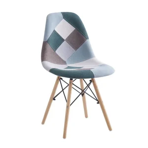 Sedia medea tessuto verde e grigio 48x51x81cm