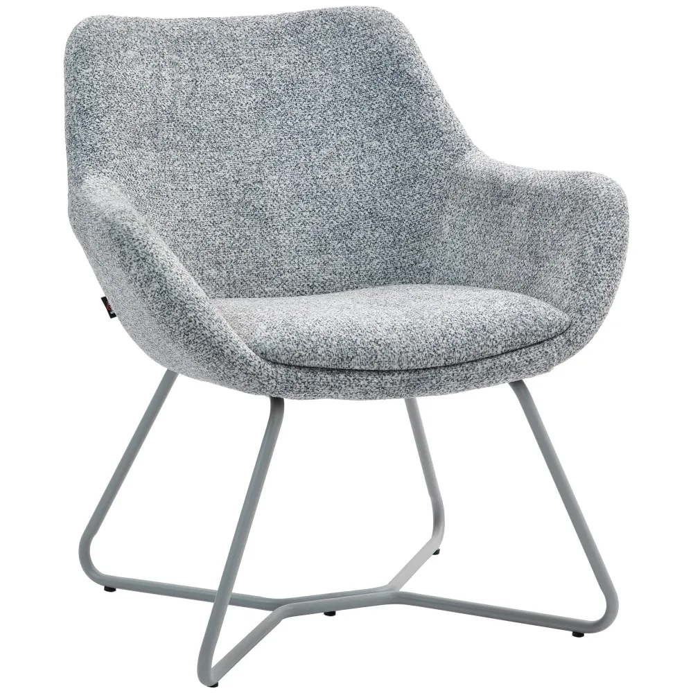 Sedia Moderna con Braccioli e Schienale Imbottiti 63x69x75 cm Tessuto Effetto Lino Grigio