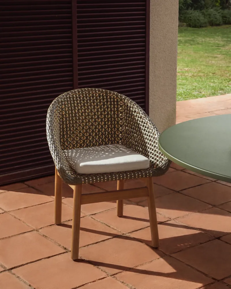 Sedia Olbia rattan sintetico e teak massiccio FSC 100 %