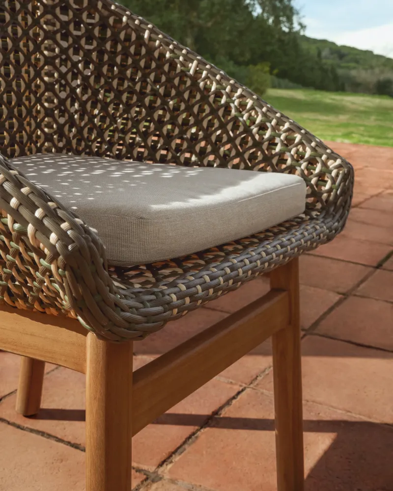 Sedia Olbia rattan sintetico e teak massiccio FSC 100 %
