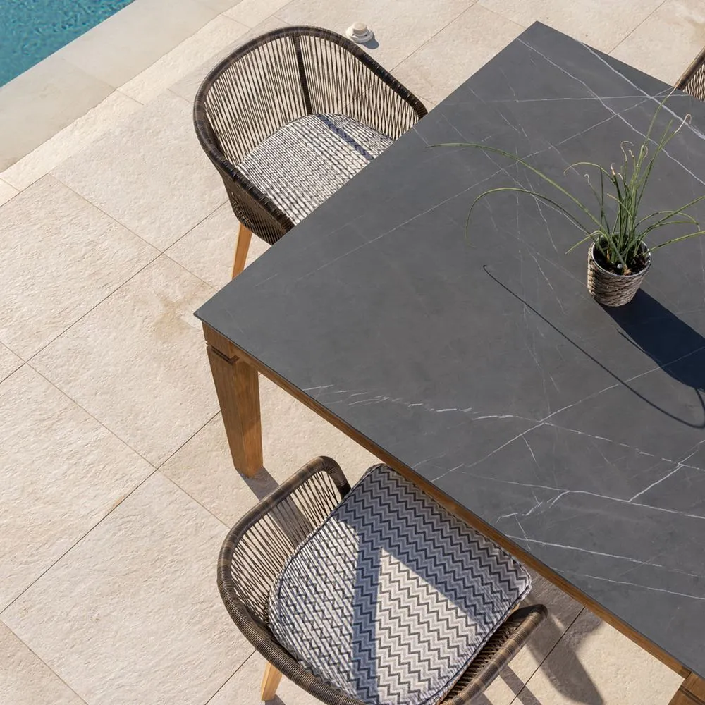 Sedia outdoor teak e corda Cappuccino design Dakota