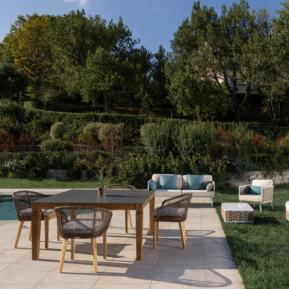 Sedia outdoor teak e corda Cappuccino design Dakota