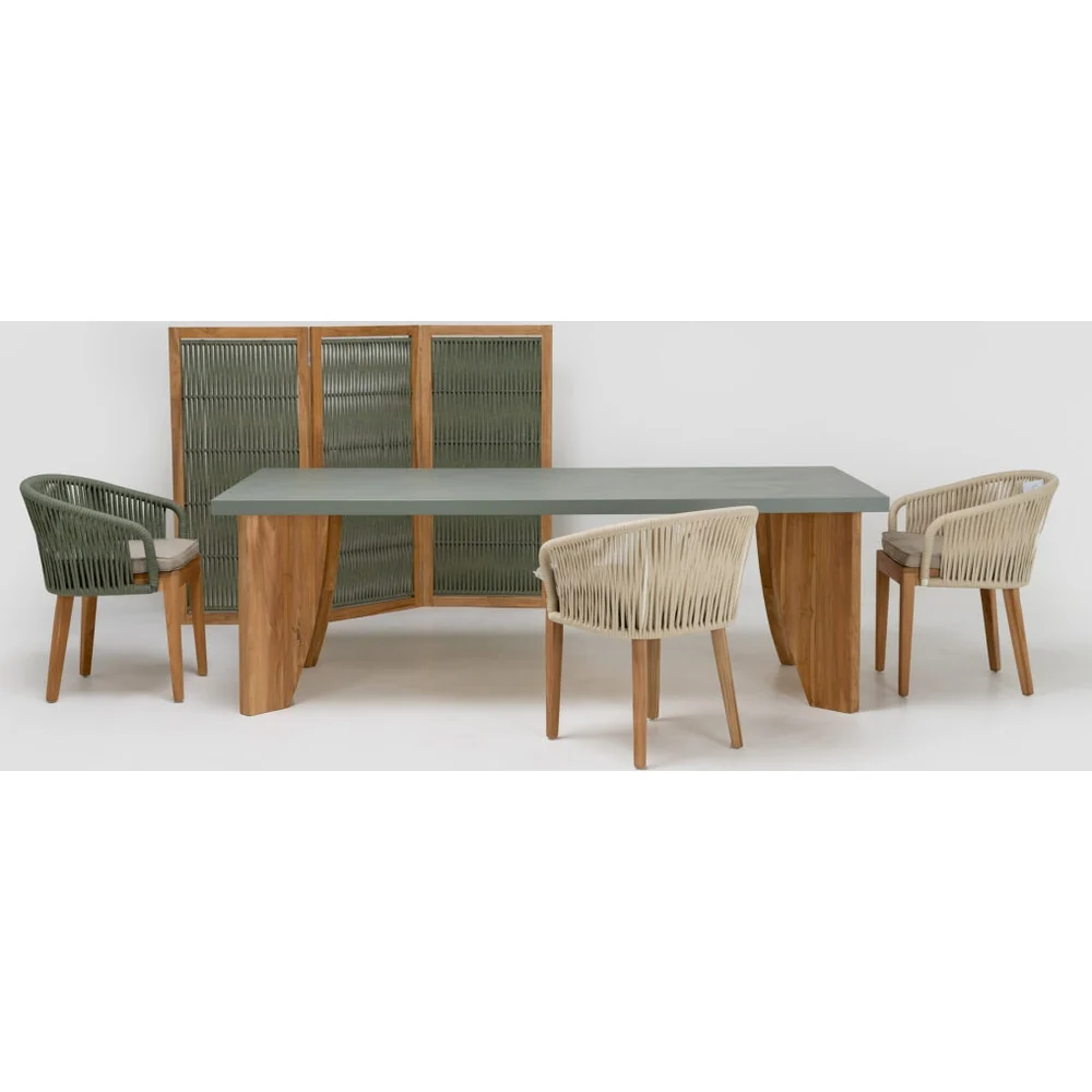 Sedia outdoor teak e corda Pearl White design Dakota
