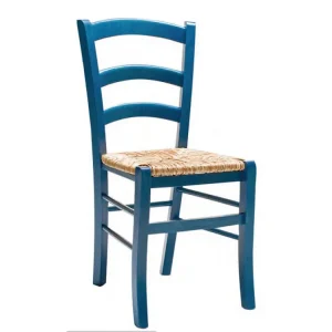Sedia paesana paglia blu s26