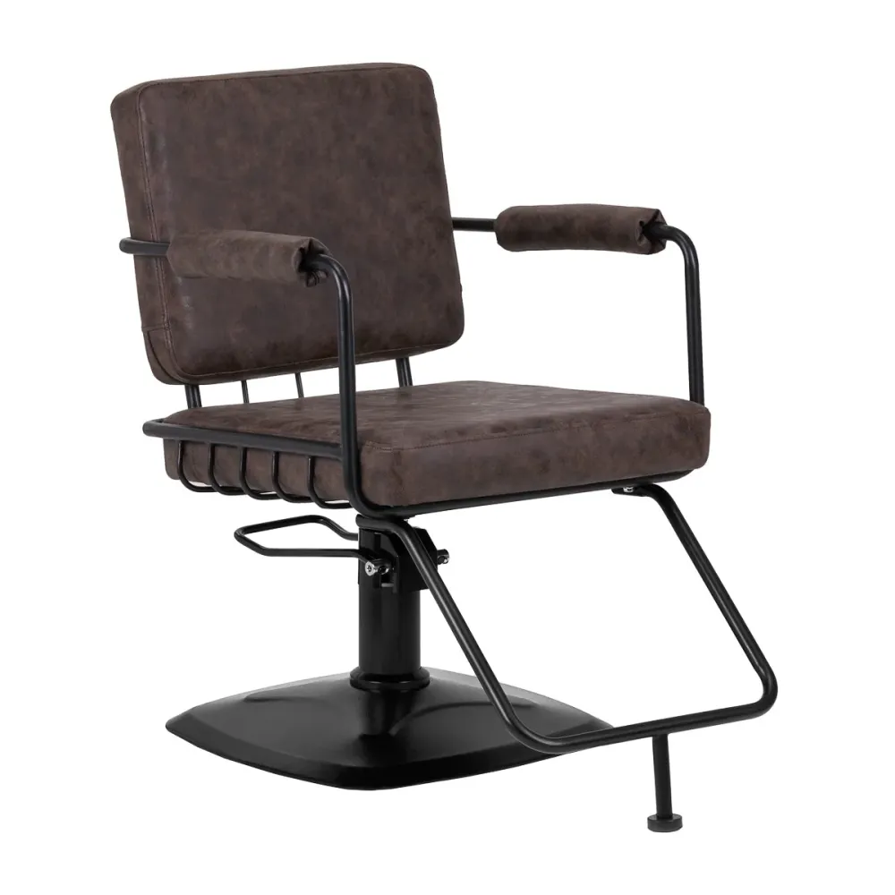 Sedia da parrucchiere Gabbiano Katania Loft Vecchia Pelle marrone scuro