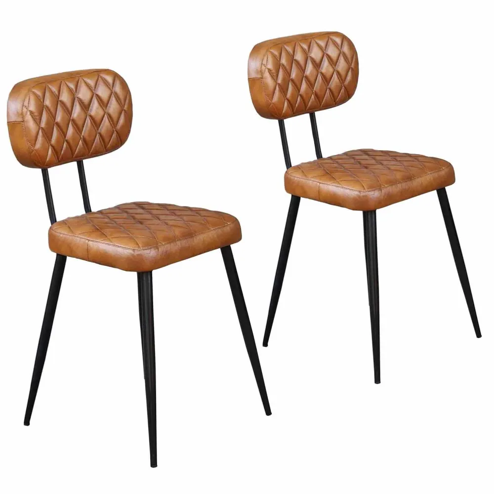 Sedia pelle Sofia Cognac set da 2