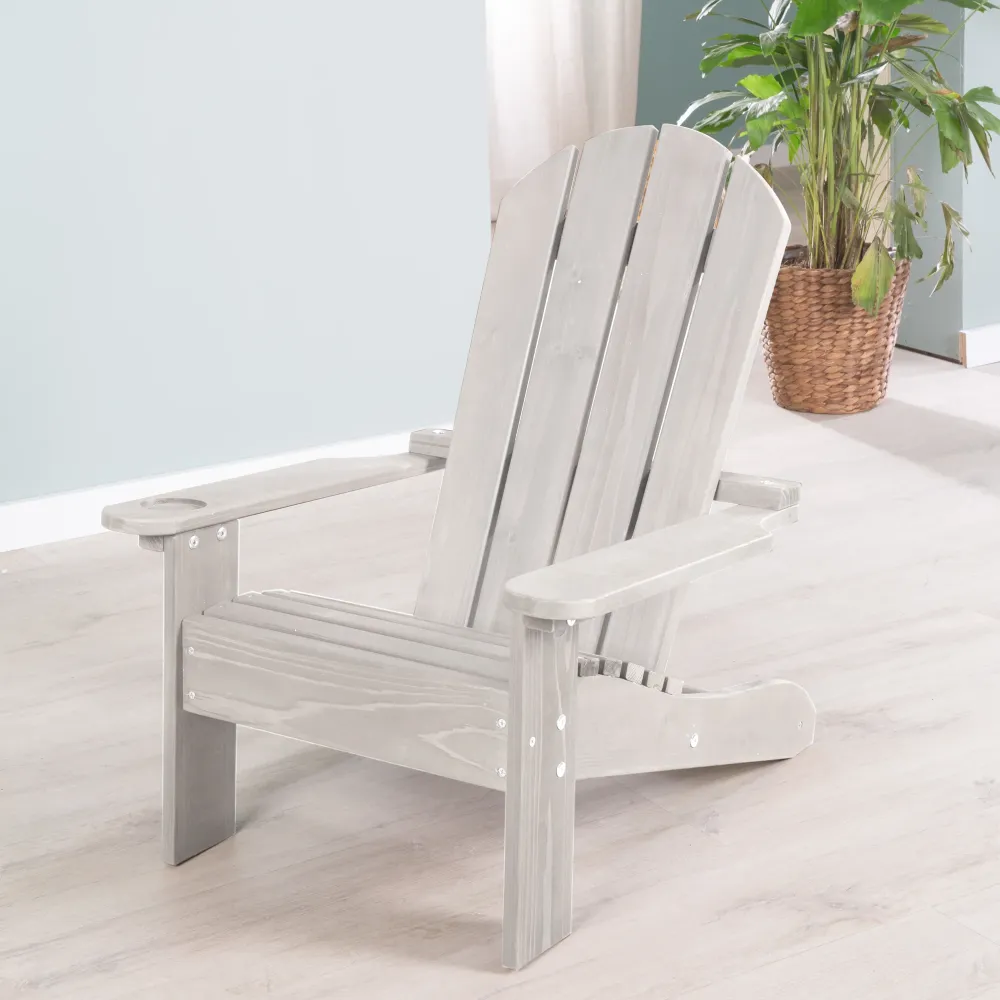 Sedia per bambini da esterno 'Deck Chair' - sedia sdraio legno certificato FSC - verniciato grigio