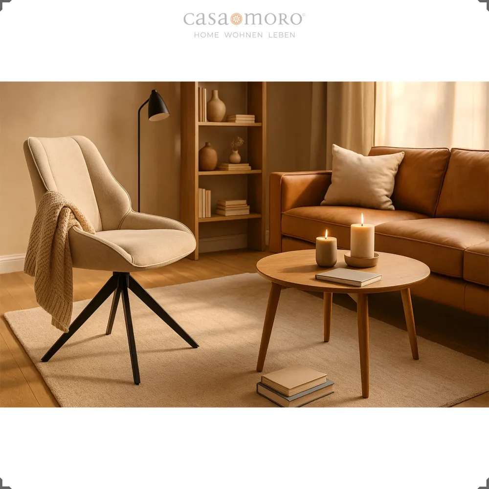 Sedia per sala da pranzo – girevole 360° marrone chiaro