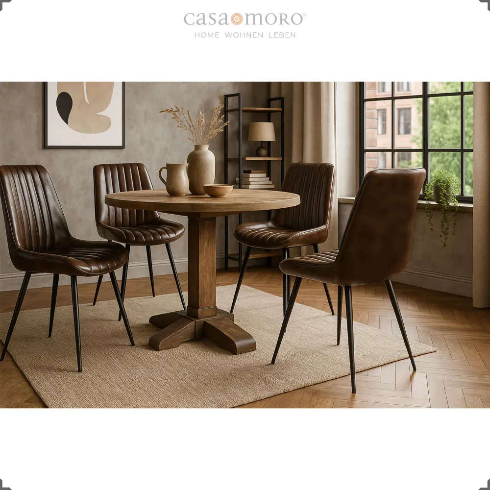 Sedia per sala da pranzo sedia pelle marrone antico