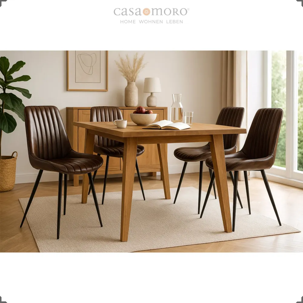Sedia per sala da pranzo sedia pelle marrone antico