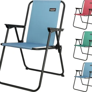 Sedia pieghevole acciaio e tessuto verde, rosso, blu ideale per camper e camping - 45x45x75 cm - Koopman