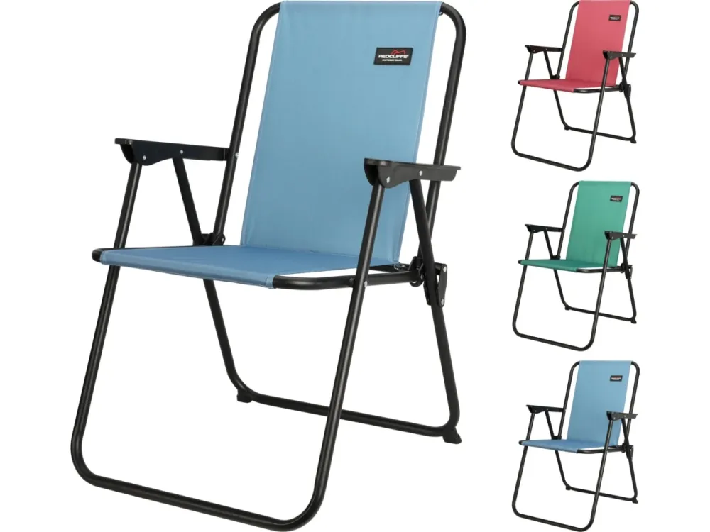 Sedia pieghevole acciaio e tessuto verde, rosso, blu ideale per camper e camping - 45x45x75 cm - Koopman