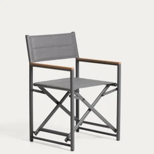 Sedia pieghevole da esterno Tisno realizzata alluminio grigio grafite e textline grigio