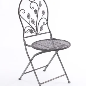 Sedia pieghevole da giardino metallo nero design classico cm 40x50x94h