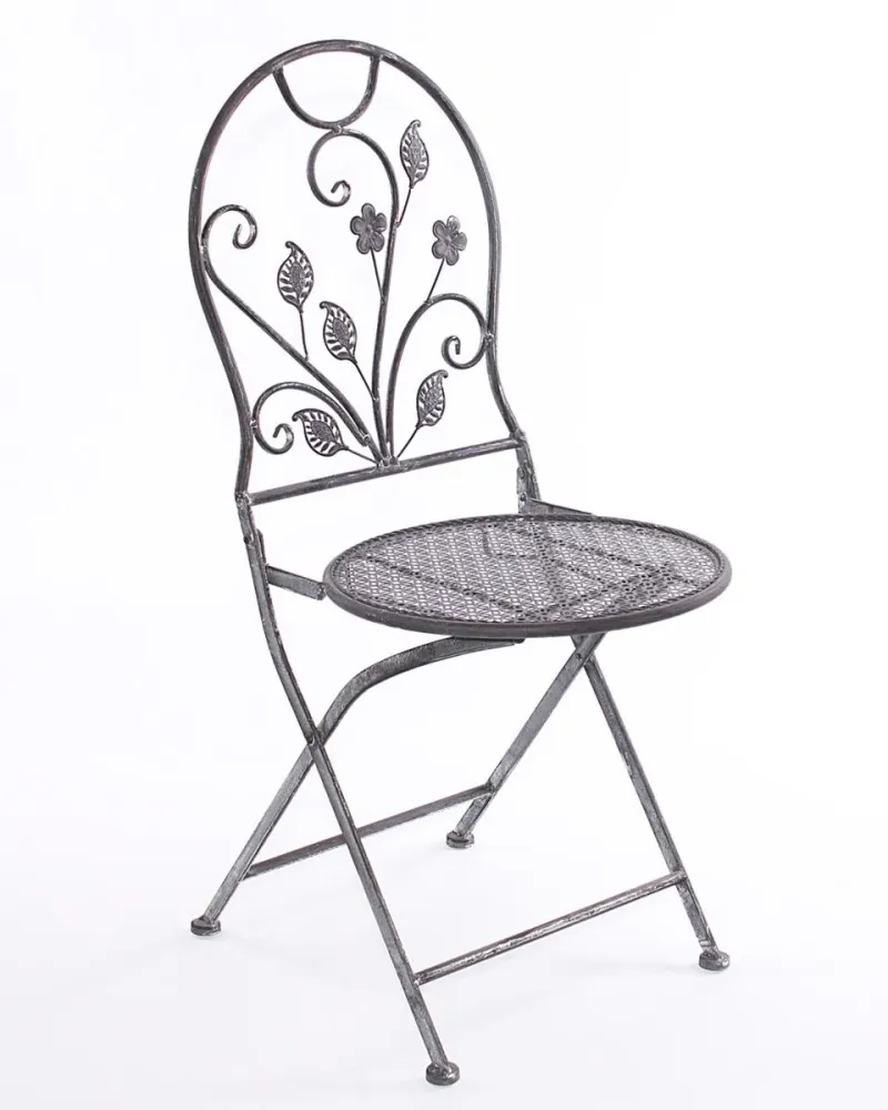 Sedia pieghevole da giardino metallo nero design classico cm 40x50x94h