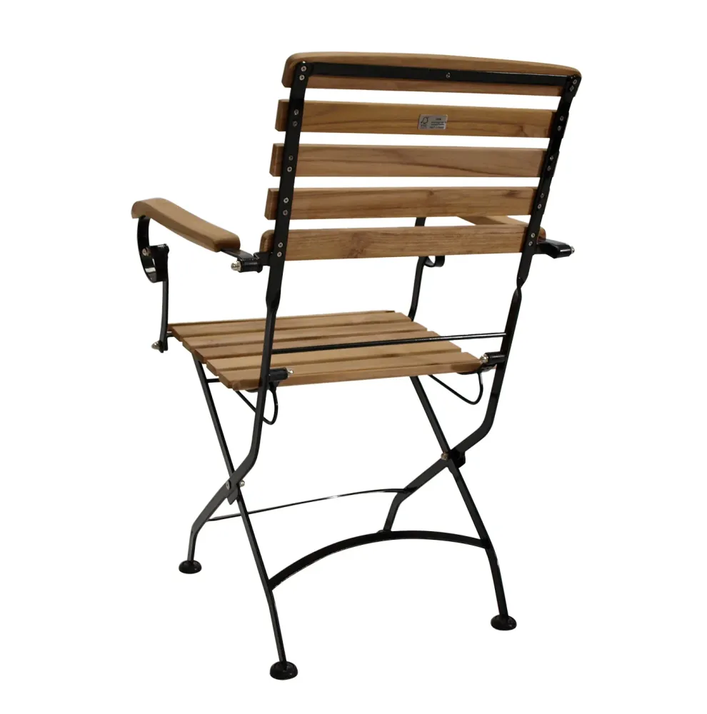 Sedia pieghevole JAKARTA, acciaio piatto nero + teak, 2 pezzi, certificata FSC®