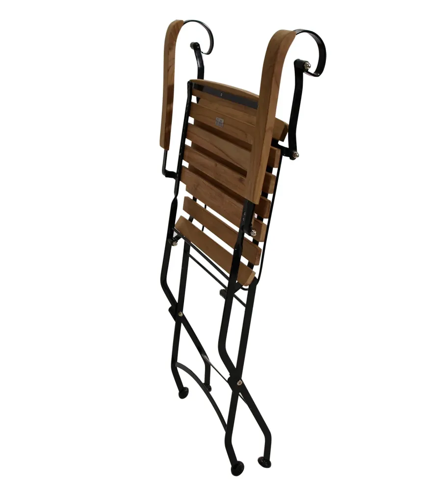 Sedia pieghevole JAKARTA, acciaio piatto nero + teak, 2 pezzi, certificata FSC®