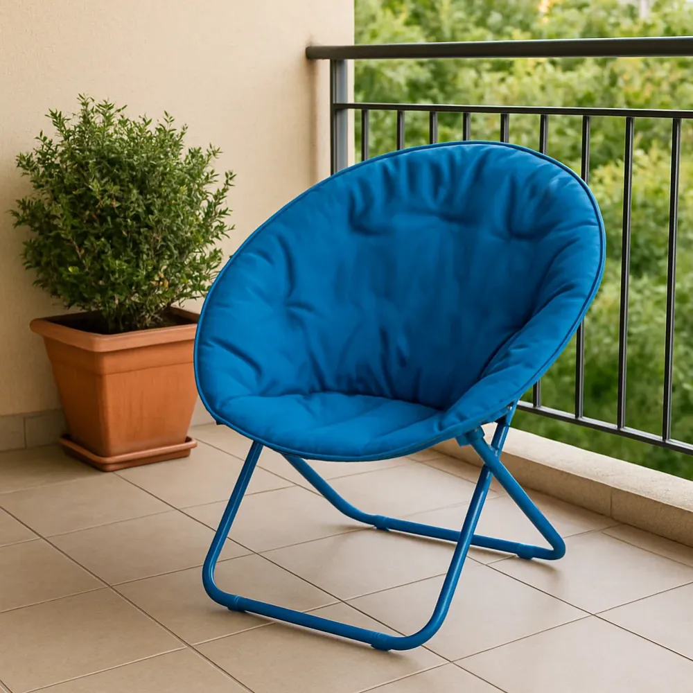 Sedia Pieghevole Moon Regista Poltrona Relax Ergonomica Blu Salvaspazio 60x78cm