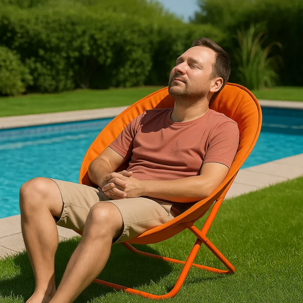 Sedia Pieghevole Moon Regista Poltrona Relax Ergonomica Melograno Salvaspazio