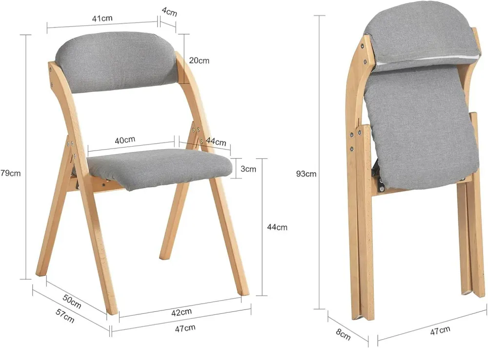 sedia pieghevole | Sedia da cucina | Sedia da scrivania | grigio chiaro | Modello FST92-N