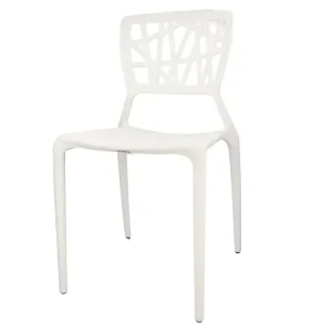 Sedia plastica bianca fissa interno/esterno impilabile moderna 44x47x84 cm Edze - 3M plast