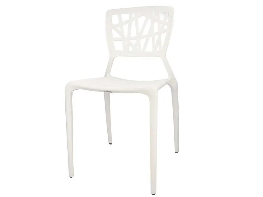Sedia plastica bianca fissa interno/esterno impilabile moderna 44x47x84 cm Edze - 3M plast
