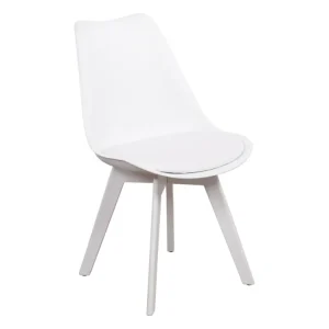 Sedia plastica bianca stile moderno con seduta imbottita, Kelly 58x48x82 cm - Fi.Mo