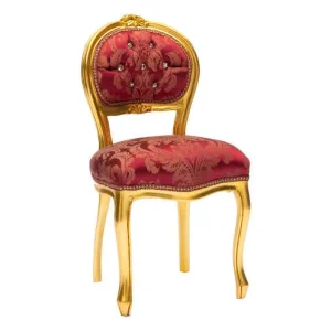Sedia poltrona da camera o salotto legno color oro e tessuto rosso 44x48x85h