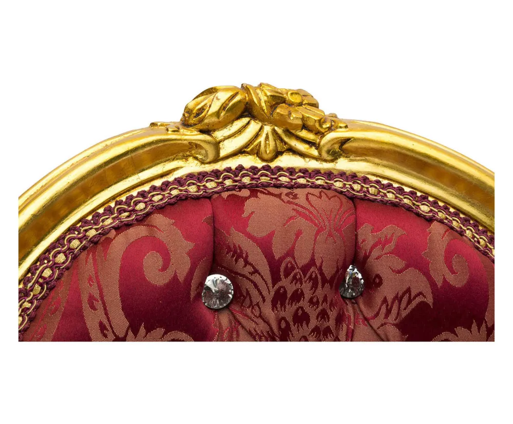 Sedia poltrona da camera o salotto legno color oro e tessuto rosso 44x48x85h