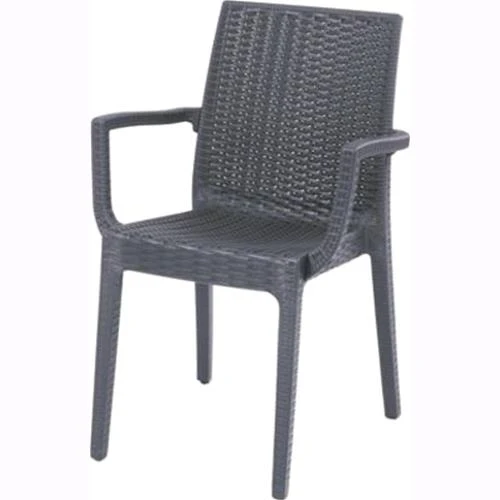 Sedia Poltrona Con Braccioli Resina Similrattan Mod.Bistrot Col.Antracite 1Pz