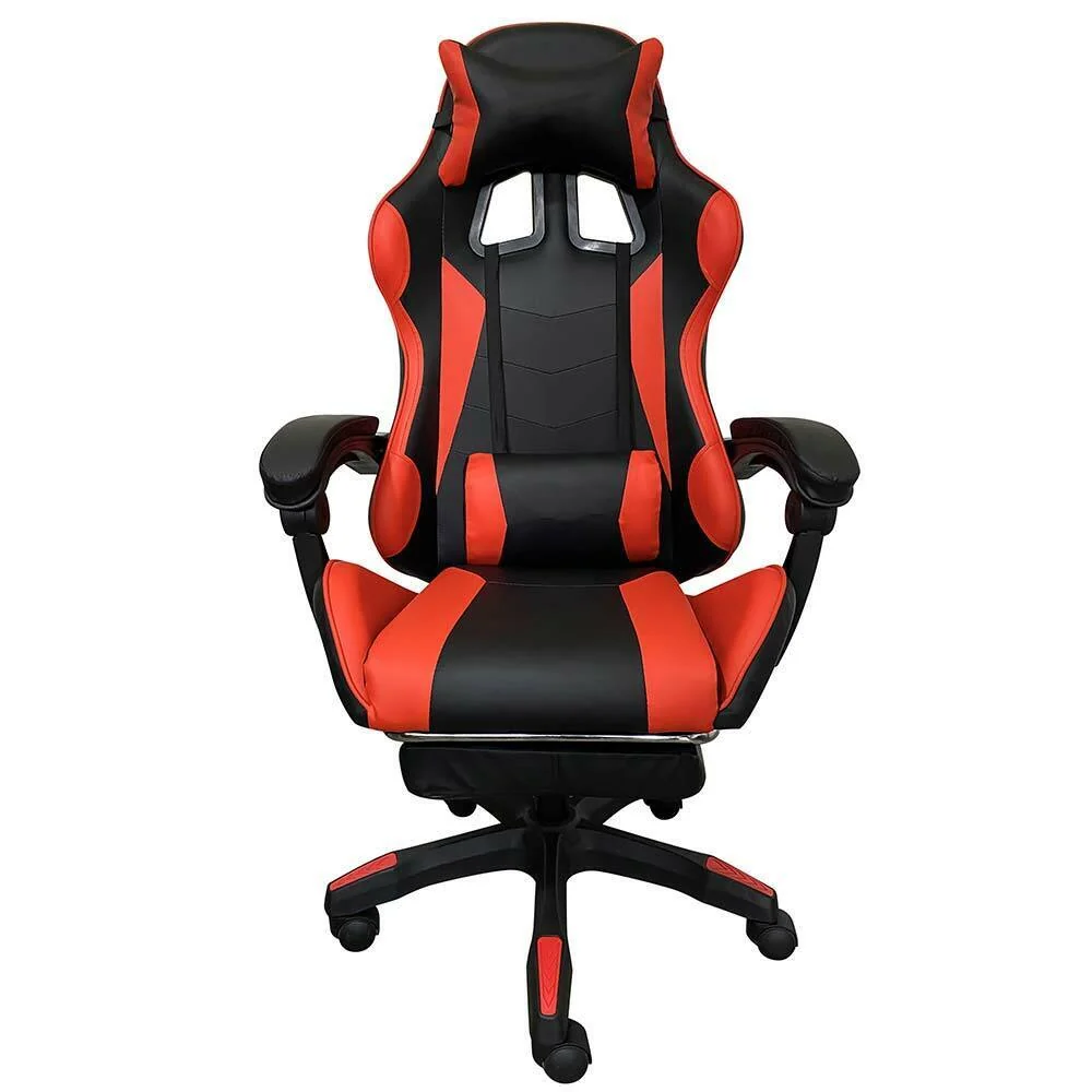 Sedia Poltrona Gaming Scrivania Ufficio Casa Reclinabile con Poggiapiedi Rosso