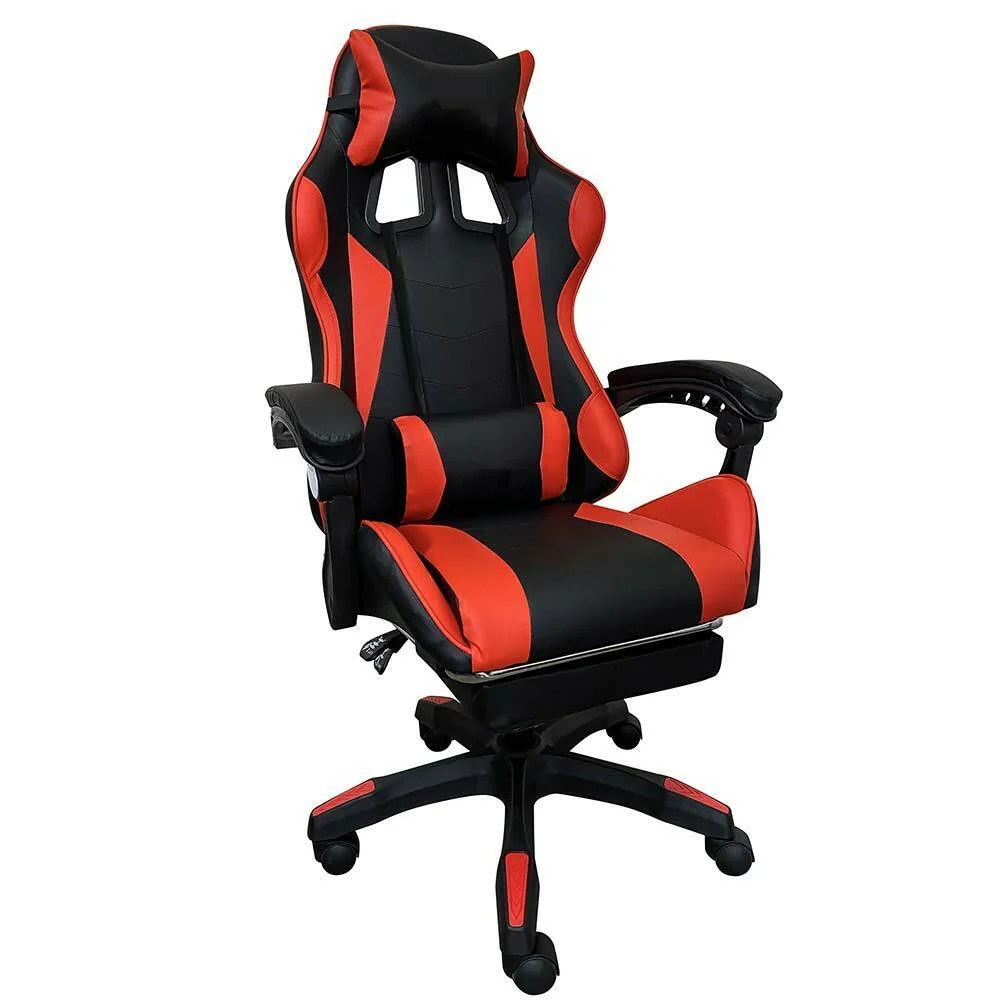 Sedia Poltrona Gaming Scrivania Ufficio Casa Reclinabile con Poggiapiedi Rosso