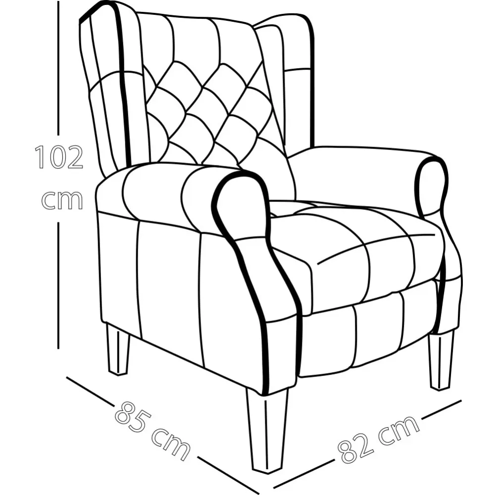 Sedia Poltrona Reclinabile Patchwork Toppe Seduta Comoda Piedini Legno Chiaro