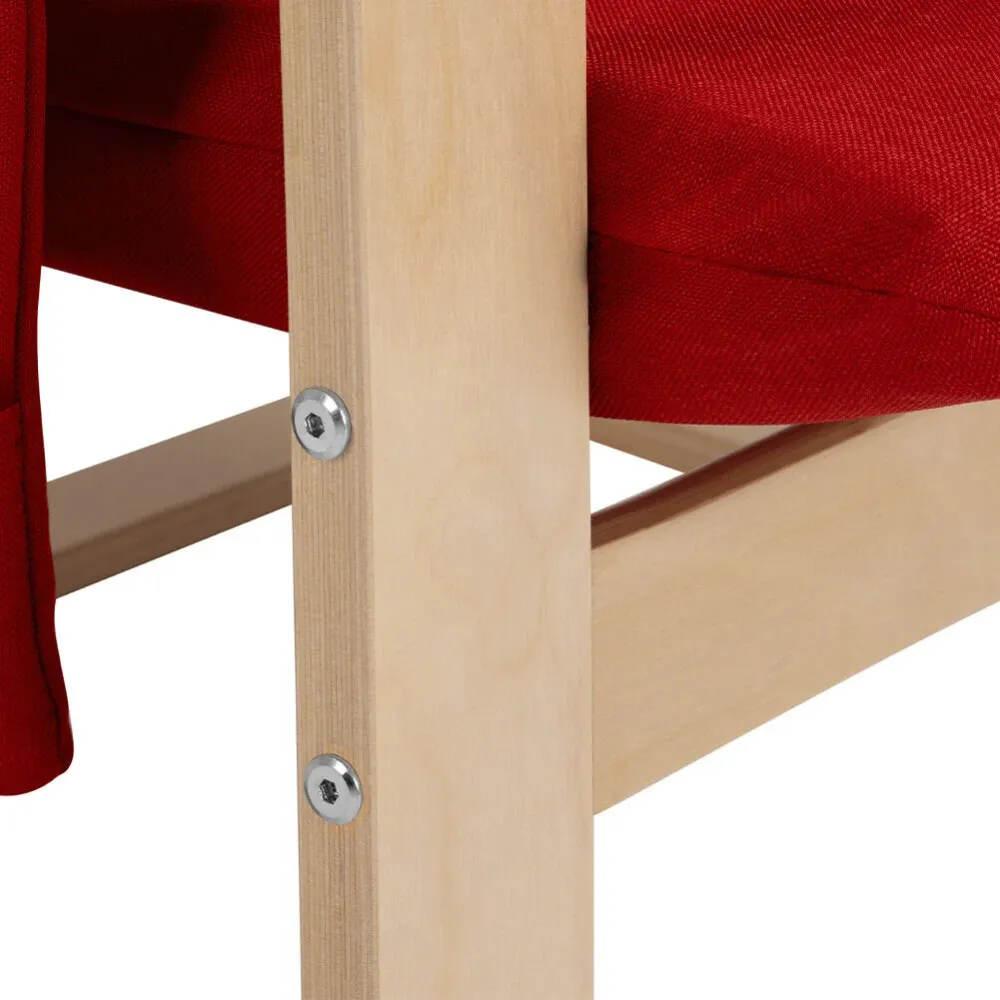Sedia Poltrona Relax Ergonomica Rivestimento Cotone Rosso Borsa Laterale 2 Scomparti