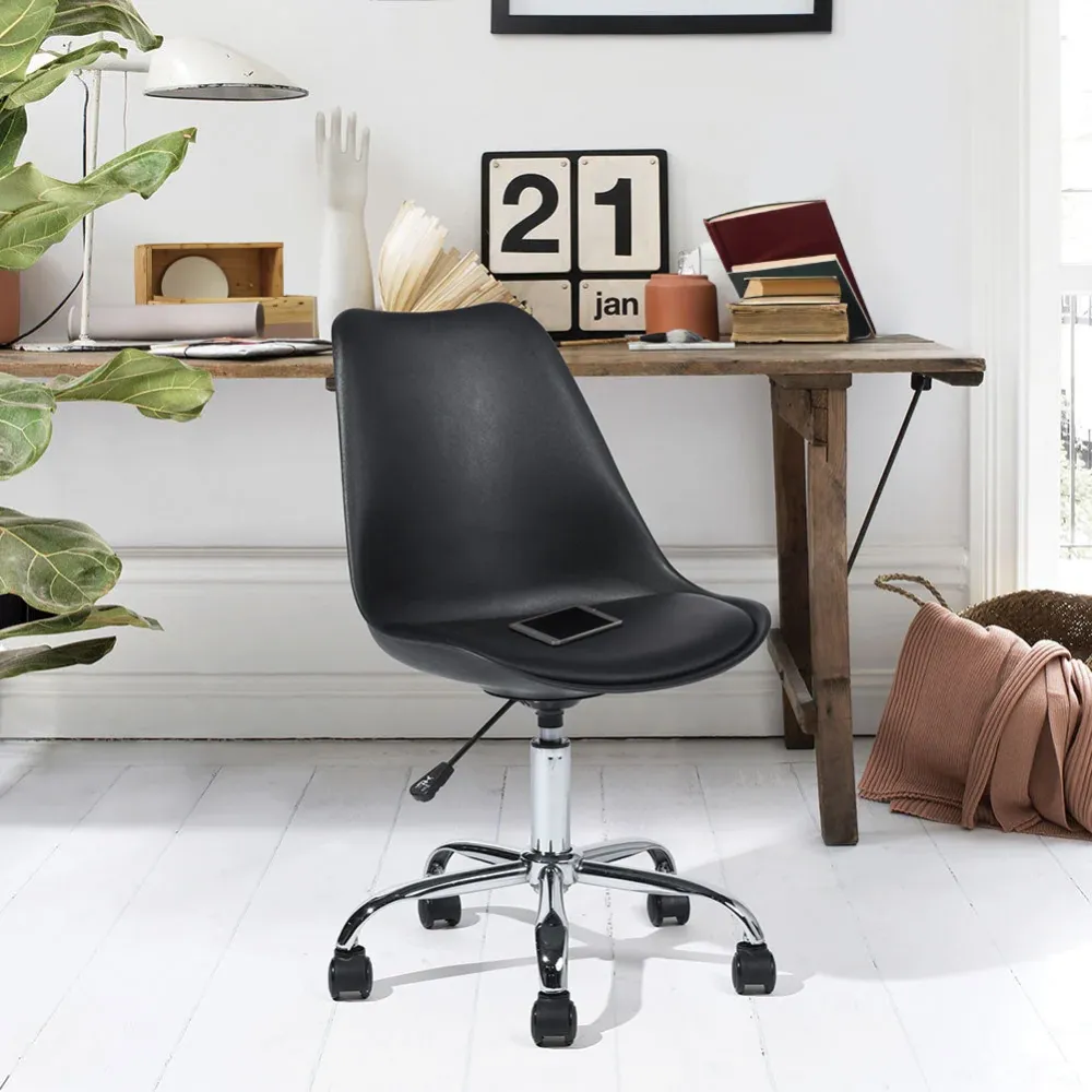 Sedia Poltrona Scrivania Base Acciaio Ufficio Cameretta Design Moderno Nero
