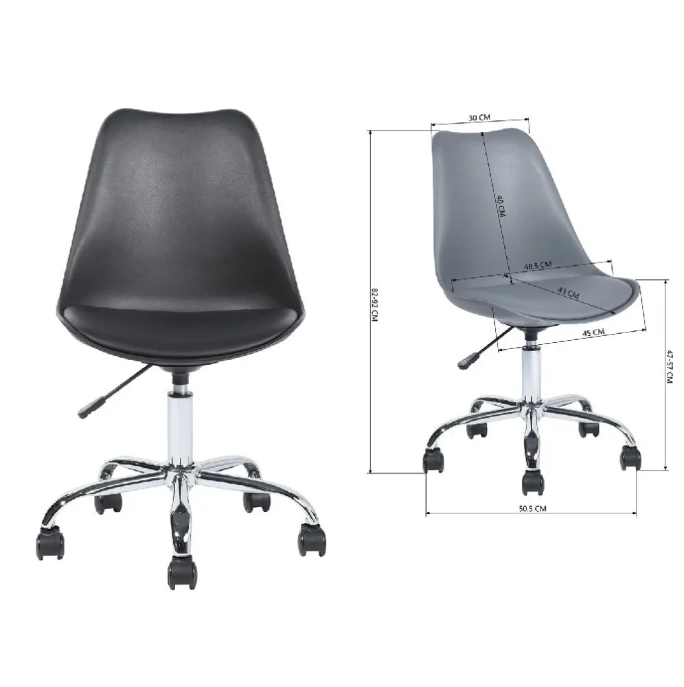 Sedia Poltrona Scrivania Base Acciaio Ufficio Cameretta Design Moderno Nero