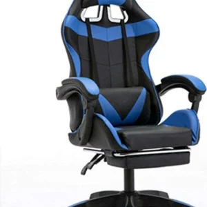 Sedia Poltrona Ufficio Casa Ecopelle Cuscino Lombare Poggiatesta Piedi Blu Nero